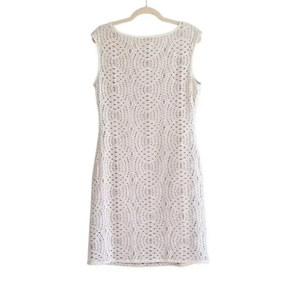 Jessica Howard Dress Sheath Off-White Lace Vacay Sleeveless Size 8 - Picture 4 of 8